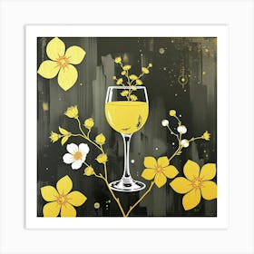 Yellow Wine Glass Art Print