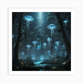 Jellyfish In The Forest Art Print