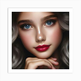 Portrait Of A Girl With Blue Eyes 7 Art Print