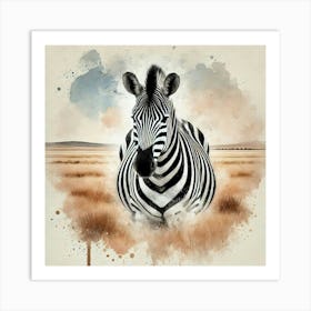 Watercolor Savanna  Zebra 1 Affiche