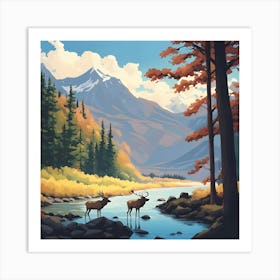 Elk By The River 7 Art Print