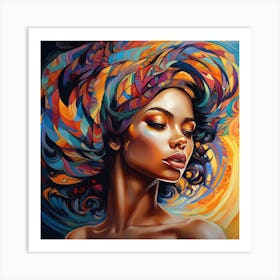 African Woman With Colorful Hair 2 Art Print