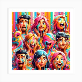 Melting faces Art Print