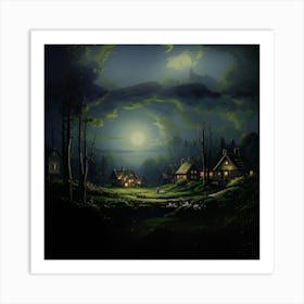 Village at night Art Print