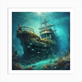 Sun-Kissed Depths: Coral Castles and Sunken Dreams Art Print