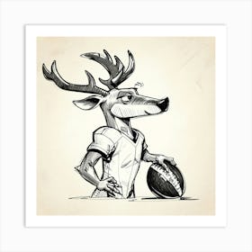 Deer With Football Art Print