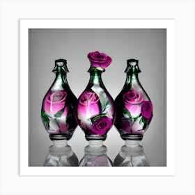 Three Rose Vases Art Print