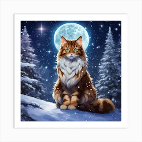 Cat In The Snow Art Print