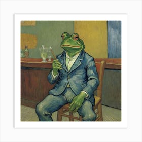 Cigars and Squirrel Tales Frog In A Suit Art Print