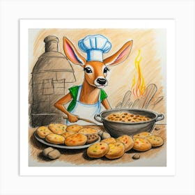 Chef Deer 26 Art Print