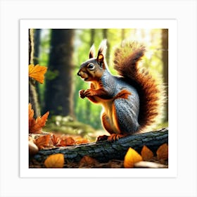 Squirrel In The Forest 361 Art Print