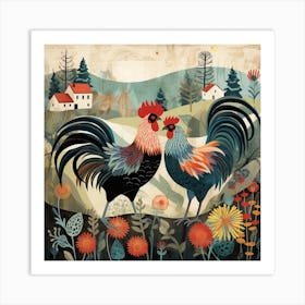 Bird In Nature Rooster 2 Art Print