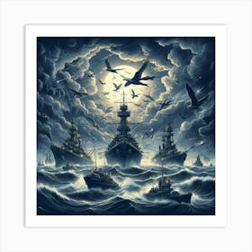 Battleships In The Sky Art Print