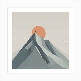 Man On Top Of A Mountain Art Print