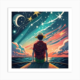 Monkey D Luffy In Night Sitting On The Head Of T Art Print