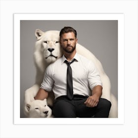 Man With A Polar Bear Art Print