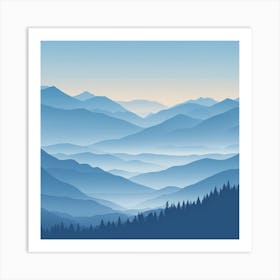 Misty mountains background in blue tone 92 Art Print