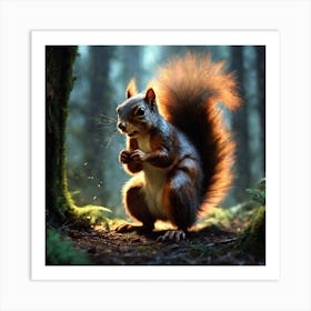 Red Squirrel In The Forest 14 Art Print