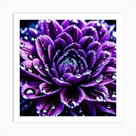 Purple Flower With Water Droplets 8 Art Print