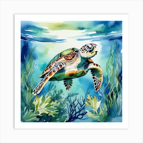 Watercolor Sea Turtle 2 Art Print