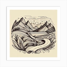 Landscape Drawing Art Print