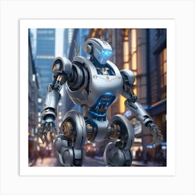 Futuristic Robot In The City Art Print