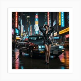 Asian Woman In A Taxi 1 Art Print