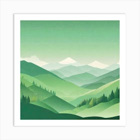 Misty mountains background in green tone 142 Art Print