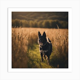 Dog In The Field Art Print