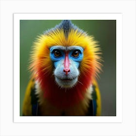 A Vibrant Mandrill Displaying Its Colorful Face 2 Art Print