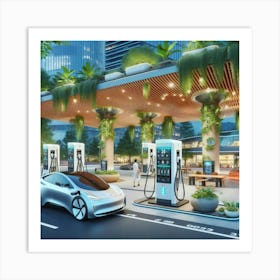 Electric Car Charging Station Art Print