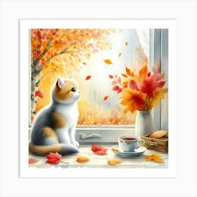 Cat On The Window Sill 1 Art Print