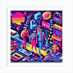 Pixel Art, Pixel Art, Pixel Art, Pixel Art, Pixel Art Art Print