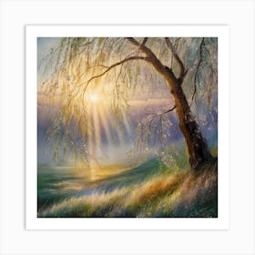 Morning Serenity An Enchanting Impressionist Sunrise (3) Art Print