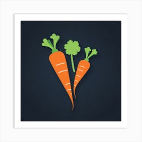 Carrots On Black Background 6 Art Print