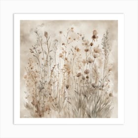  Wildflower , Neutral Muted Colours, Watercolour  Art Print