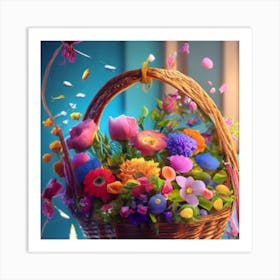 Beautiful And Elegant Wicker Basket Decorated Art Print