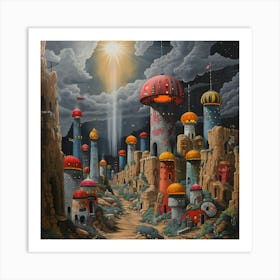 City Of Mushrooms, Pop Surrealism, Lowbrow Art Print