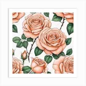 Seamless Pattern With Roses 2 Art Print