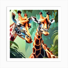 Giraffes In The Jungle 5 Art Print