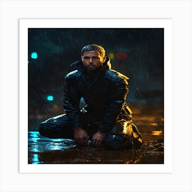 Man In The Rain Art Print