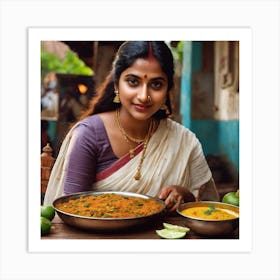 tamil girl food ai art Art Print