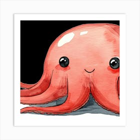 Editorial Art White Background Cuddlefish Art Print