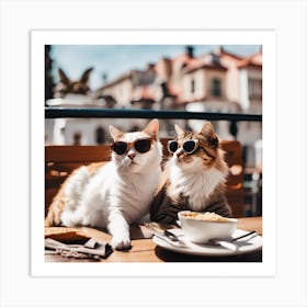 Two Cats In Sunglasses Art Print