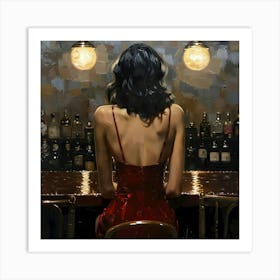 Girl at Bar: Evening Reflections" Art Print