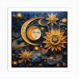 Moon And Stars 2 Art Print