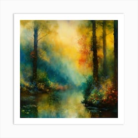 River In The Spring Forest Art Print