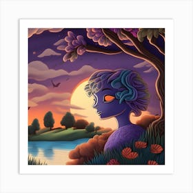 Girl By The Lake Art Print