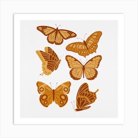 Texas Butterflies   Golden Yellow Square Art Print