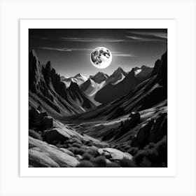 Full Moon In The Mountains Art Print